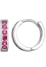 tiny silver huggie ruby birthstone baby earrings